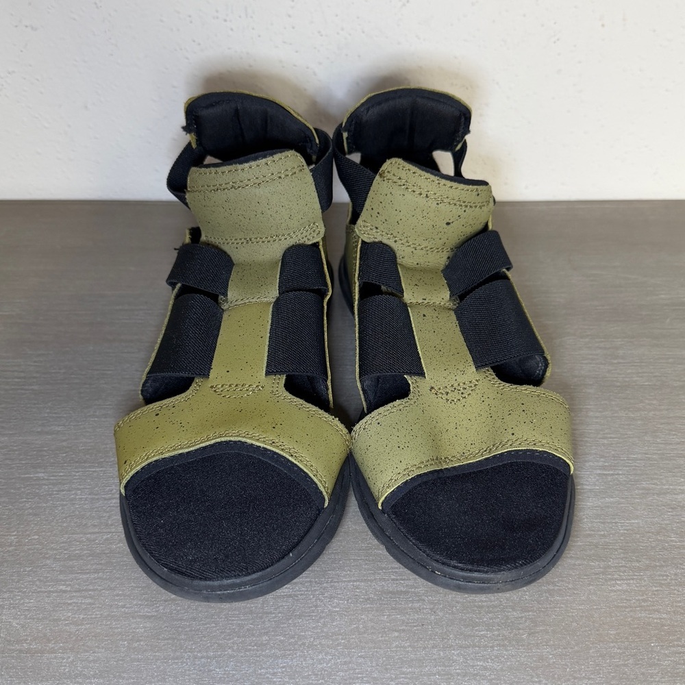 Sorel Women’s Explorer Gladiator Green Leather Gore Elastic Stretch Sandal Sz 9 - Picture 4 of 9